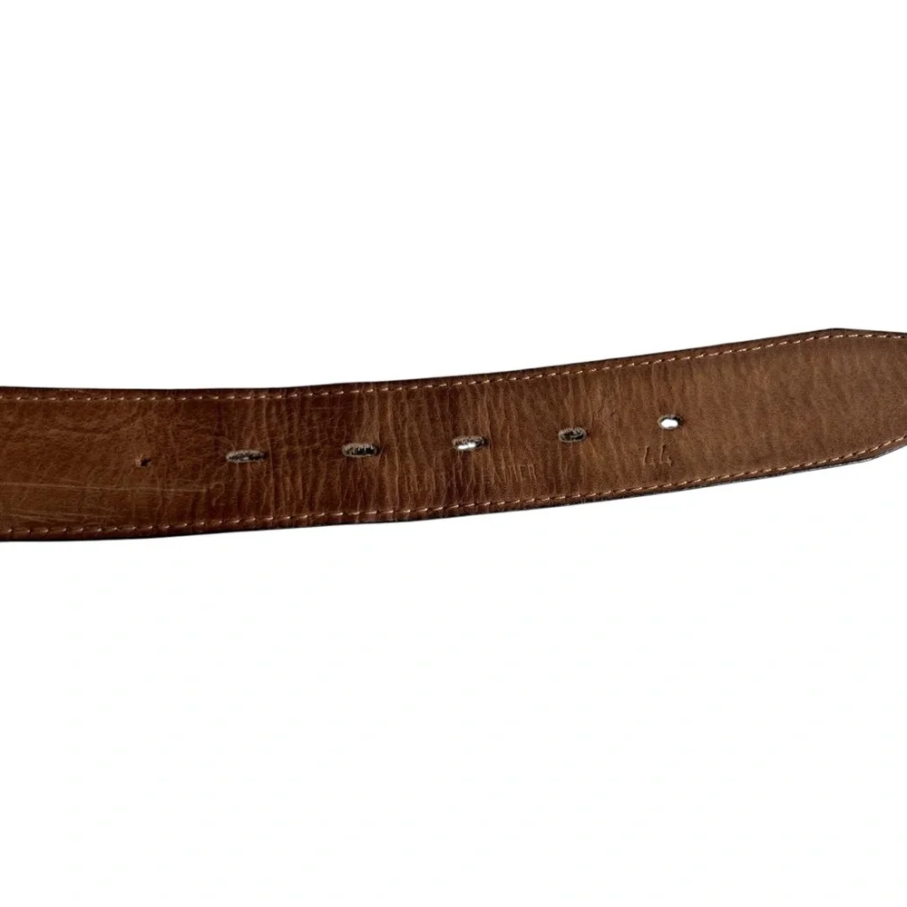 Black Leather Belt with Hidden Zipper Pocket Classic Mens Size 44